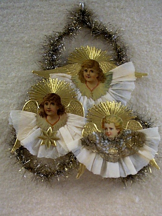 Darling Little Antique Die-Cut Angels Ornament