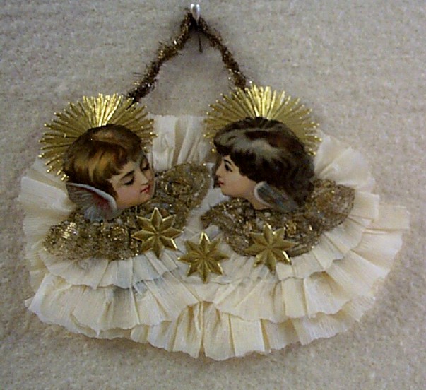 Cute Antique Die-Cut Angels Ornament