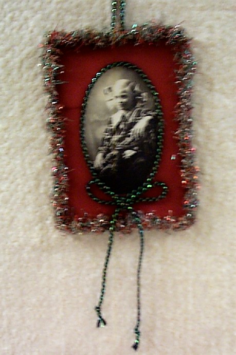 Antique Photo of Little Girl Xmas Ornament