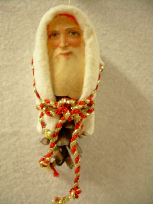 Pine Cone Ornament with Santa Face