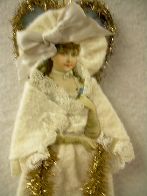 Full Figure Cotton Batting Ornament With Antique Die-Cut