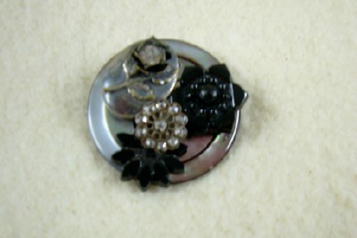 Grey & Black Button Brooch