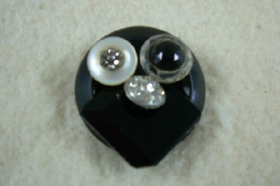 Black Plastic Button Brooch