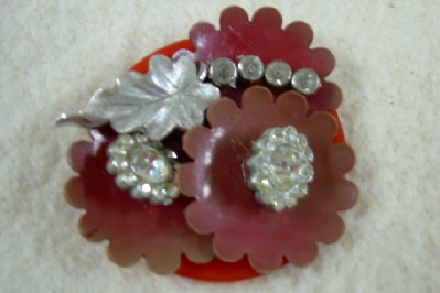 Large Red Button Brooch